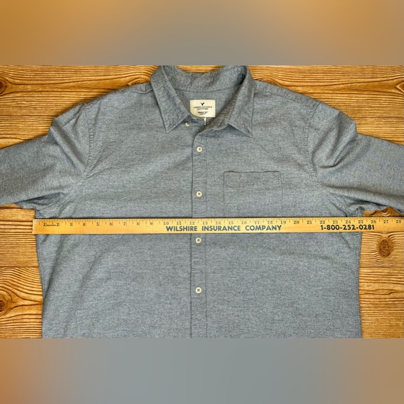 🔴Men’s American Eagle Button Up Shirt XL Gray Seriously Soft Long Sleeve Casual - Picture 10 of 10